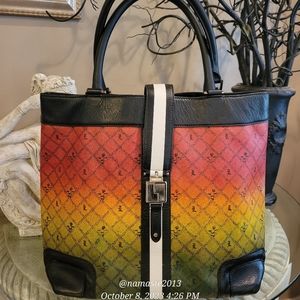L.A.M.B. by Gwen Stefani Leather Rasta Westfield Tote Luxury Handbag Ombre #575
